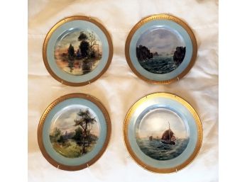 D&C Limoges Hand Painted French Plates, REAL GOLD ENCRUSTED RIMS - WESTPORT PICKUP