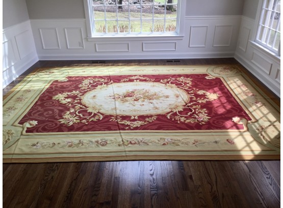 Vintage French Aubusson Hand Knotted Rug