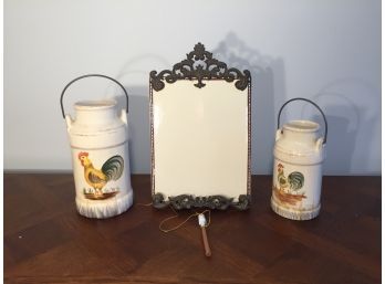 Ceramic French Country Rooster Canisters And Ceramic Menu Board