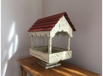 Rustic Bird House/Feeder On A Pedestal Stand
