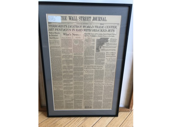 Framed Historical Piece From The Wall Street Journal Front Page