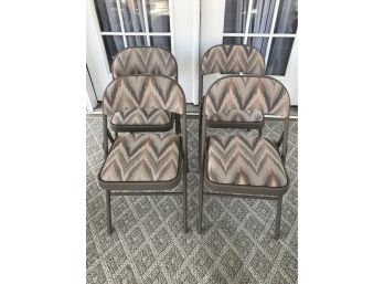 Set Of Four Nice Patterned  Folding Chairs
