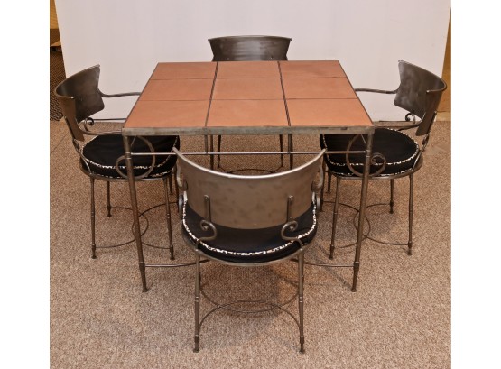 Industrial Metal Tile Top Table And Chairs