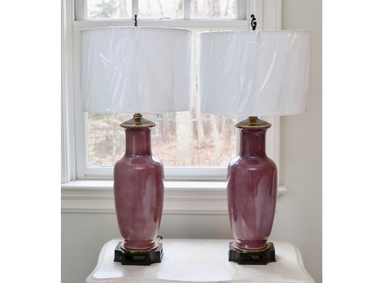 Pair Of Rose Colored Table Lamps