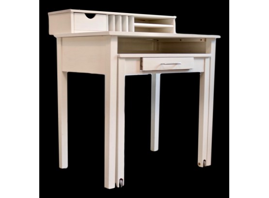 White  Pull Out Desk With Hutch