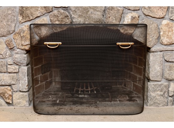 Mesh Fireplace Screen/Spark Guard With Brass Handles