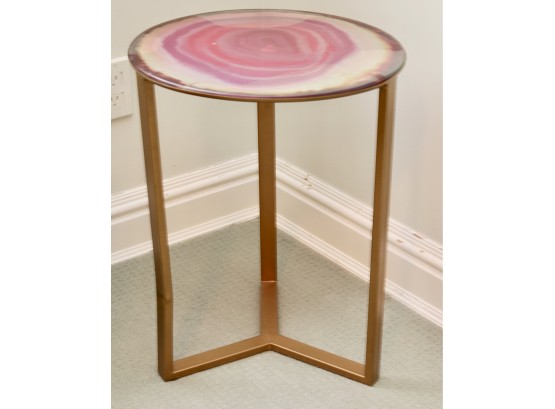 Accent Table With Golden Metal Base