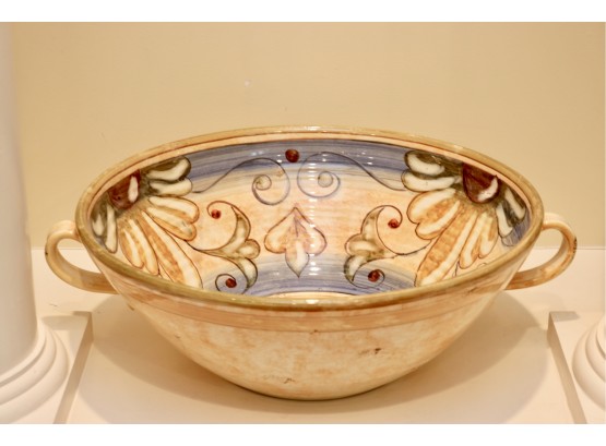 Very Large Ceramic Italian Bowl With Handles (RETAIL $199)