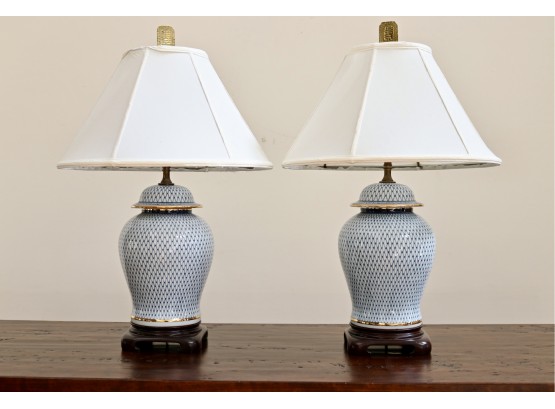 Set Of Two Herend Style Converted Ginger Jar Lamps