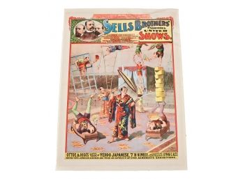 Turn Of The Century Forepaugh & Sells Brothers 'Ottoe & Higo's Royal Troupe Of Yeddo Japanese, 7 In Number' Circus Poster