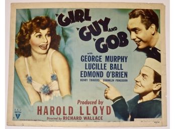 Original Vintage 'A Girl, A Guy And A Gob' Half Sheet Movie Poster