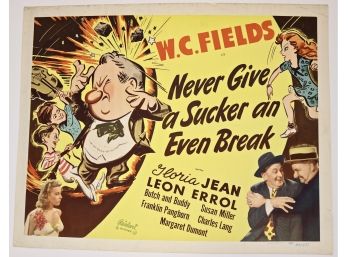 Original Vintage W.C. Fields' 'Never Give A Sucker An Even Break' Half Sheet Movie Poster