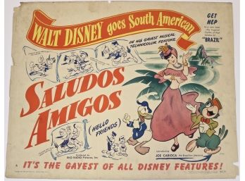Original Vintage “Walt Disney Goes South American In “Saludos Amigos”  Movie Poster