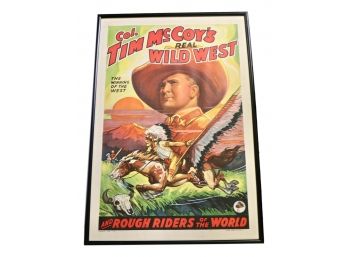 Original Vintage 'Col. Tim McCoy's Real Wild West And Roughriders Of The World' Framed Full Sheet Poster