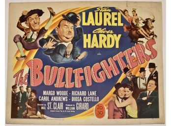 Original Vintage   Laurel And Hardy's 'The Bullfighters' Half Sheet Movie Poster