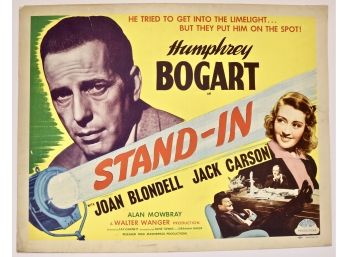 Original Vintage Humphrey Bogart In 'Stand-In' Half Sheet Movie Poster