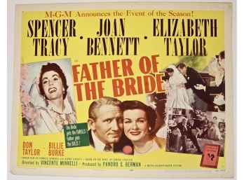 Original Vintage 'Father Of The Bride' Half Sheet Movie Poster