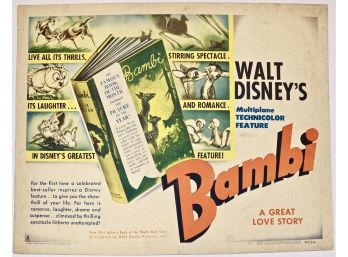 Original Vintage Walt Disney’s 'Bambi' Half Sheet Movie Poster