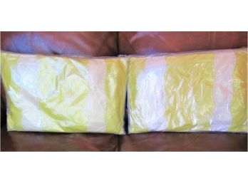 Pair Of Chartreuse Leather Rectangle Throw Pillows