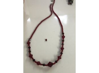 Red Necklace And Earrings