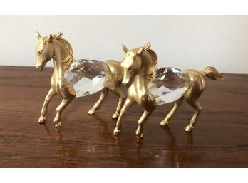 Two Miniature Brass And Prism Horses *Manon(?)