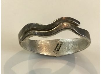 Silver Plate Hinged Bracelet, Cuff Style