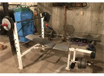 Weight Bench And Weights, Variety Of Exercise Items