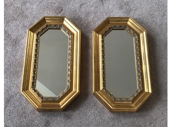 Pair Of Elongated Octagonal Gilt Mirrors From Bombay & Co.