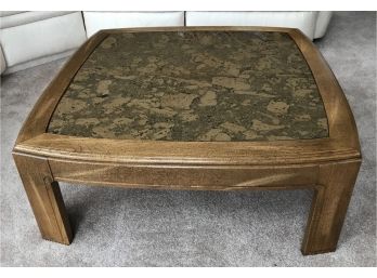 Large Coffee Table, Glass Top, Paint Decorated