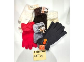 WHOLSALERS CLOSEOUT - BRAND NEW LOT OF 6 WOMANS TOASTY WINTER GLOVES - $90.00 RETAIL - LOT # 15