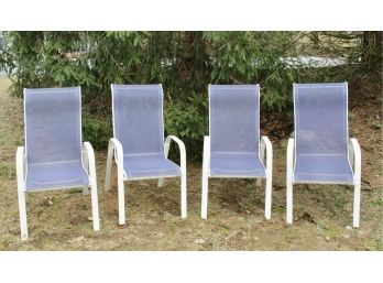 Four Stackable High Back Sling Arm Chairs
