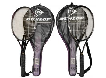 Two Dunlop Techline ISIS Tennis Racquets With Carrying Cases