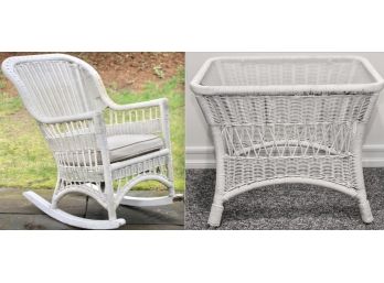 Easy Care Resin Wicker Rocker And Side Table