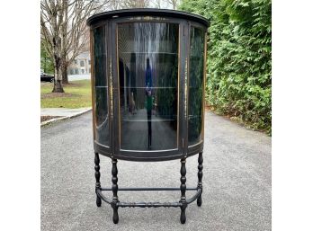 Grand Rapids Chair Co. For STERN BROTHERS Hand Painted Demilune Display Cabinet