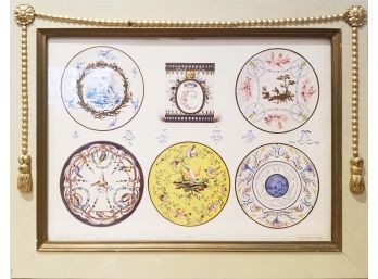 John Richard Vintage Plate Pattern Print - Hand Painted Gold Leaf Accents