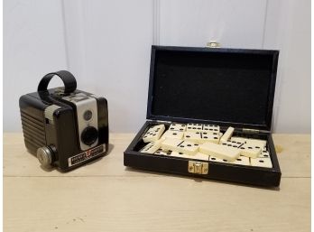 Vintage Camera And Dominoes
