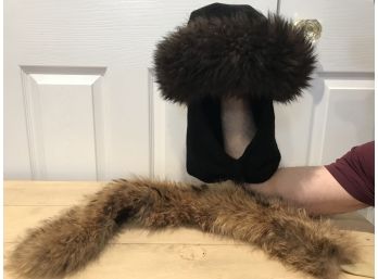 Ladies Lamb Hat And Fox Fur Head Wrap