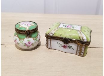 Green Themed Limoges Pill Boxes