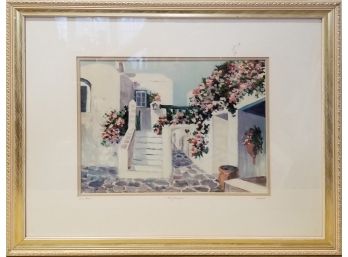 Signed Watercolor Print, 'Mykonos,' By Romeo