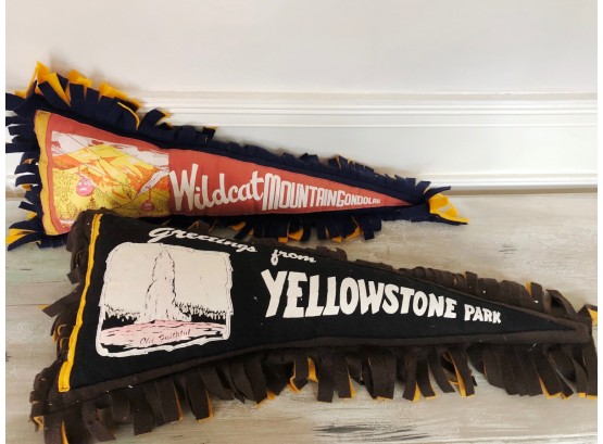 Pennant Flag Pillows - Wildcat Mountain & Yellowstone Park