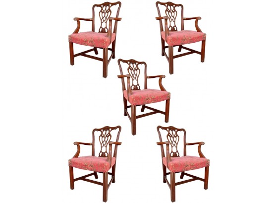 Chippendale Style Arm Chairs - Set Of 5