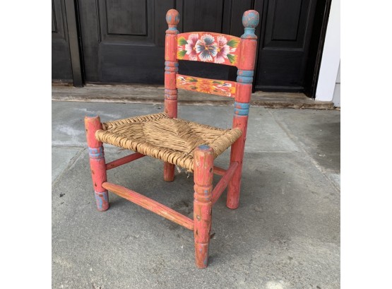 Doll Size Painted Rush Seat Chair
