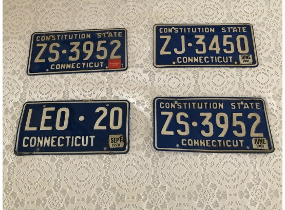 Group Of CT License Plates From The 1970s-80s