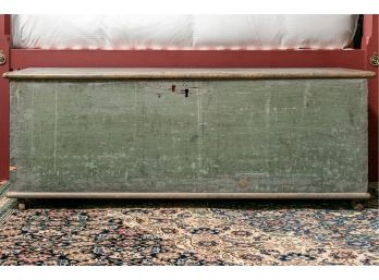 Antique Blanket Chest In Old Green/Blue Paint