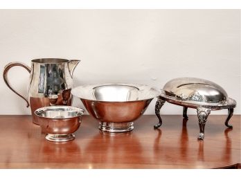 Group Of  Four Silver-Plate Table Top Items