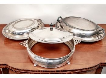 Three Silver-Plate Table Top Serving Items