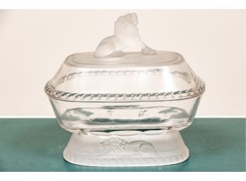 EAPG Gillinder & Sons, Pa., Figural Lidded Bowl, Circa 1876-1879