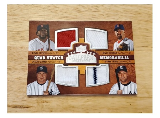2008 Quad Swatch Yankees & Red Sox Card