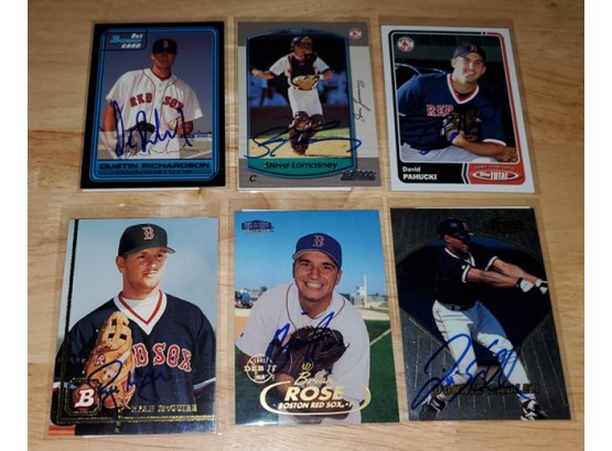 Lot Of 6 Boston Red Sox Autographed Cards
