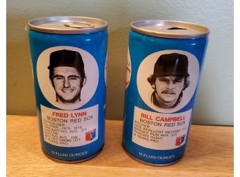 2 Vintage RC Cola Red Sox Soda Cans